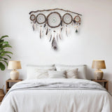 Large 5 Piece Crystal Dreamcatcher Set - Brown Green 15 Gemstones Wall Art