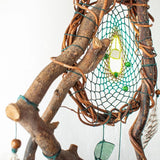 Attrape-rêves, décoration murale en cristaux attrape-rêves Attrape-rêves en bois Mobile en cristal unique Attrape-rêves d'inspiration indigène Décor bohème terreux