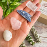 House Energy Protection Crystal Kit – 4 Healing Stones + 3 Smudge Sticks, Deep Home Cleansing & Spiritual Shield Gift