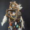 Healing Gemstone Dreamcatcher: Spiritual Protection Mobile with 13 Crystals - 2- Earth Tones