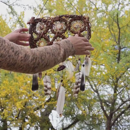 Natural Willow Dreamcatchers with 10 Healing Stones for Energy Cleansing, Love, and Balance – Perfect for Unique and Meaningful Gifts