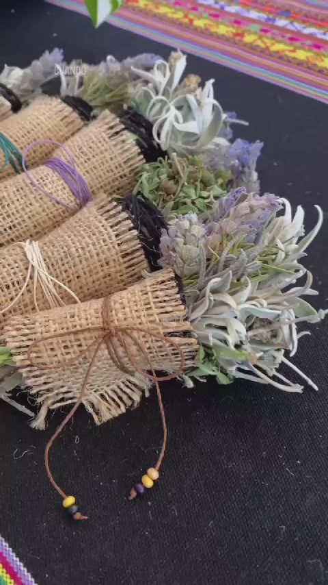 Shamanic Protection Kit for Car and Altar – Dreamcatcher, Candle with Flowers and Stones, Smudge and Healing Stones – Box or Handmade Caranday Basket