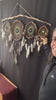 Large 5 Piece Crystal Dreamcatcher Set - Brown Green 15 Gemstones Wall Art