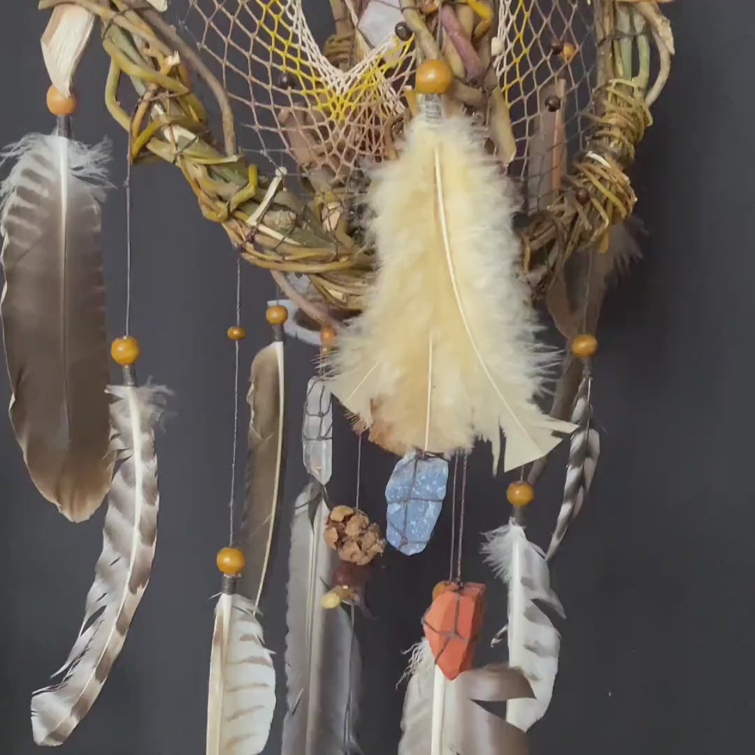Large Earth-Toned 3D Dreamcatcher: Artisanal Charm, Perfect for Spinning Spaces