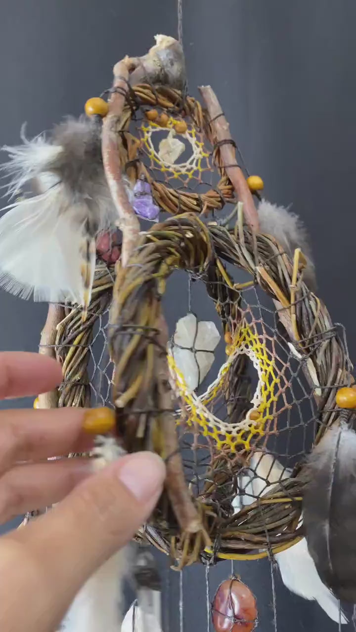 Mobile attrape-rêves en cristal 3D : protection spirituelle, décoration murale bohème, salle de méditation, nettoyage des chakras, outil de soulagement de l'anxiété et du stress